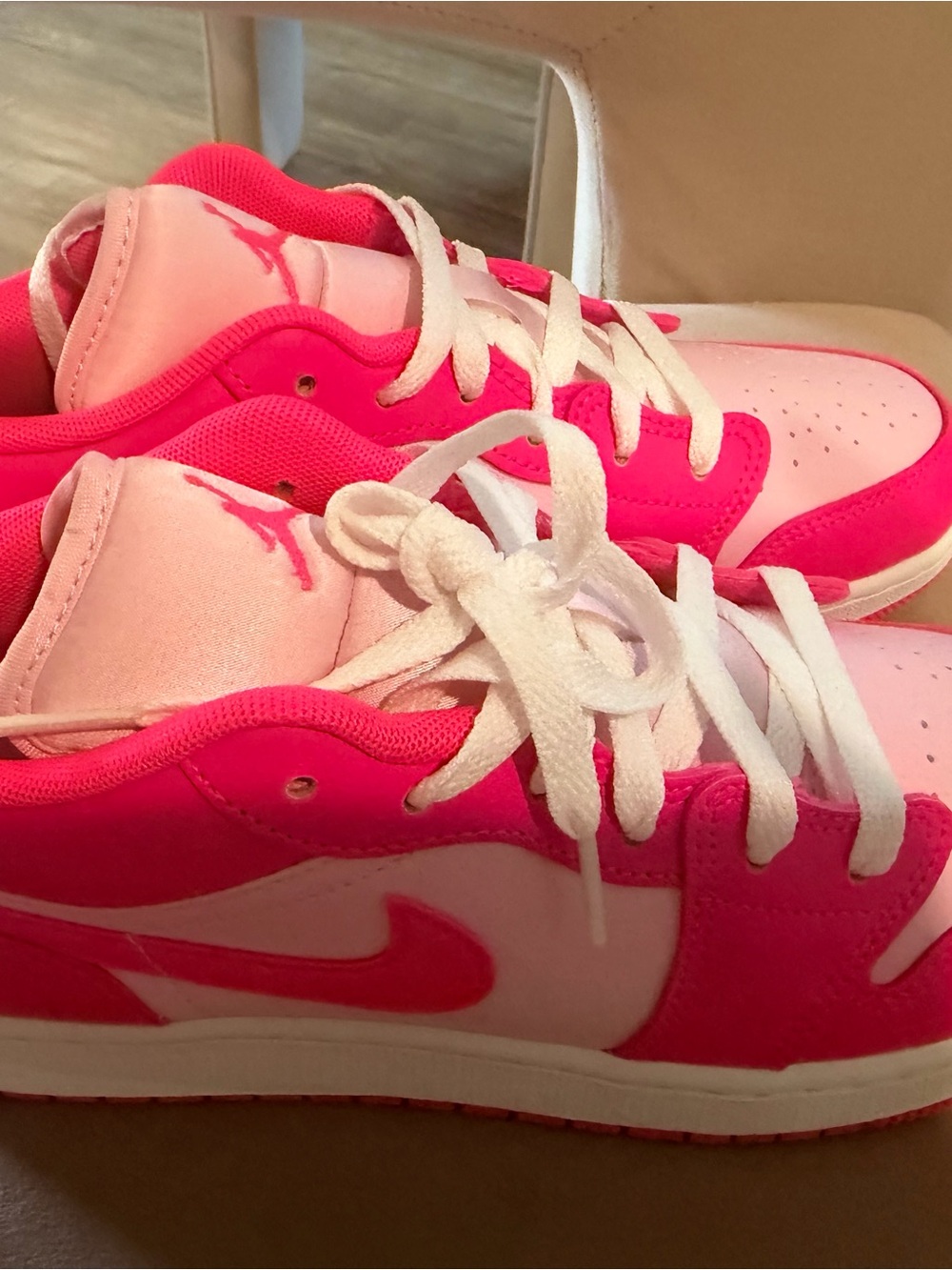 Jordan Pink and White Girls' Low-Top Sneakers